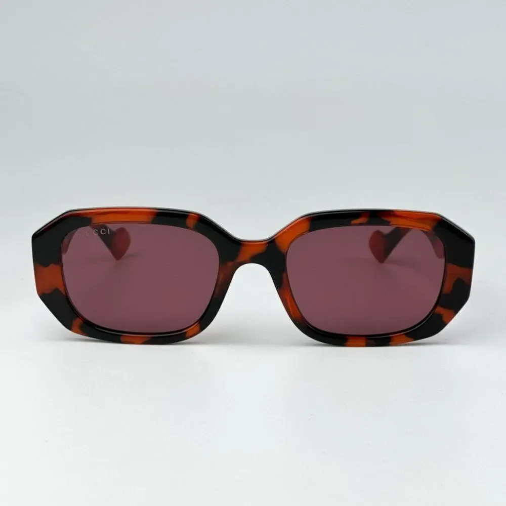 NEW Gucci GG1535S 005 Orange Havana Violet Women Geometric Sunglasses GG 1535S - Picture 2 of 9